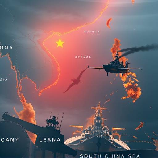 Mappa del Mar Cinese Meridionale con navi militari in evidenza