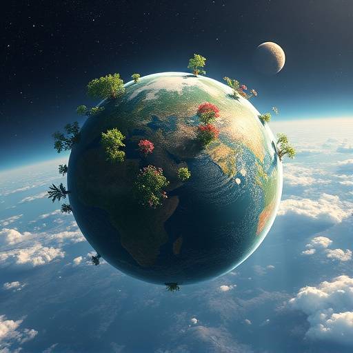 Rappresentazione artistica di un pianeta extrasolare con oceani e vegetazione