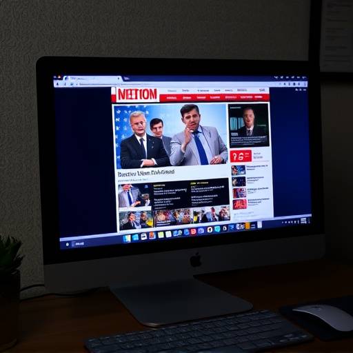 Schermo di computer con notizie false che si diffondono rapidamente sui social media