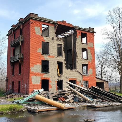 Un edificio distrutto da un terremoto in Turchia