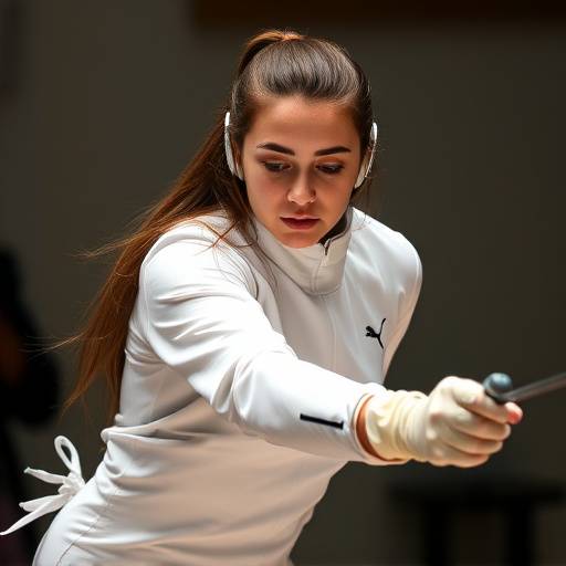 Valentina Vezzali durante una gara di scherma
